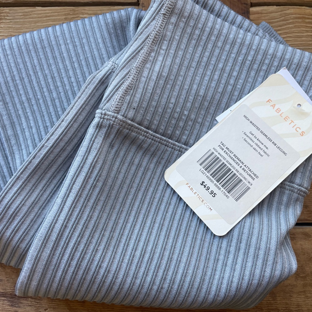 Fabletics Light Gray Ribbed Leggings
